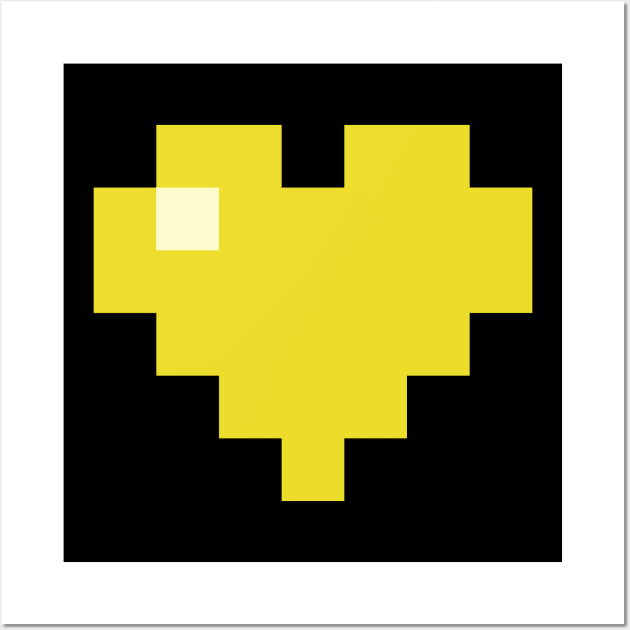 Simple Yellow Pixel Heart Wall Art by gkillerb